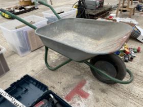 A METAL WHEEL BARROW WITH RUBBER TYRE