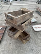 FOUR VINTAGE WOODEN DISPLAY BOXES