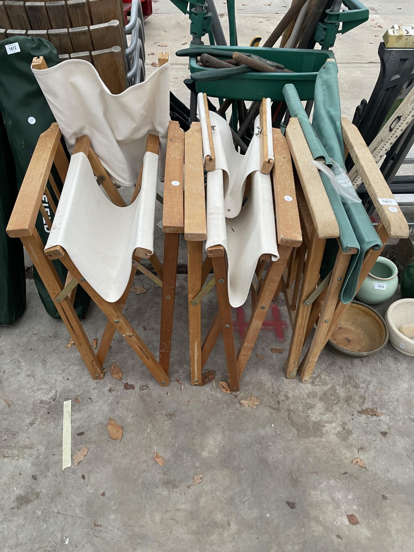 THREE FOLDING DIRECTORS CHAIRS