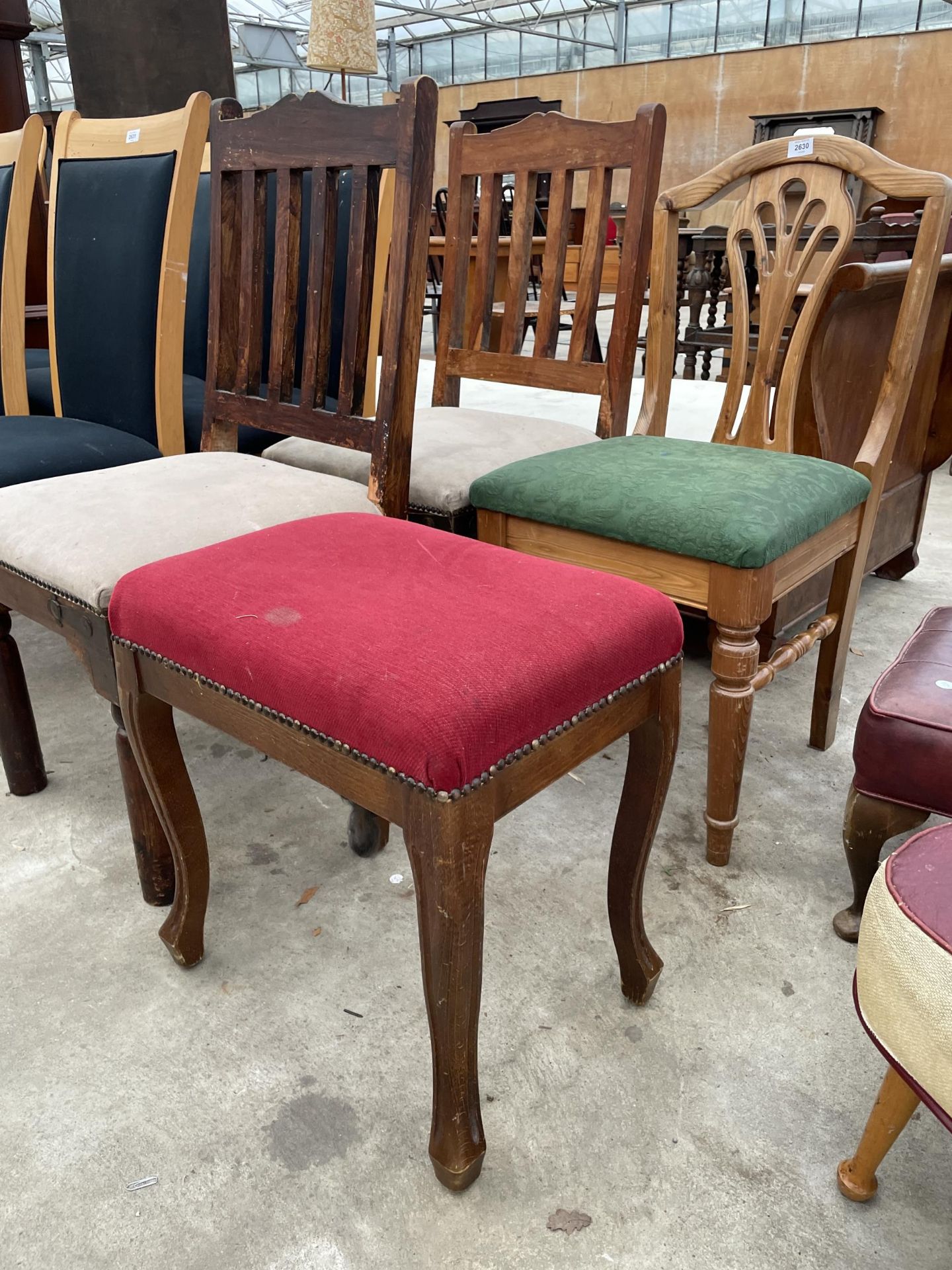 THREE VARIOUS DINING CHAIRS AND A STOOL - Image 2 of 2