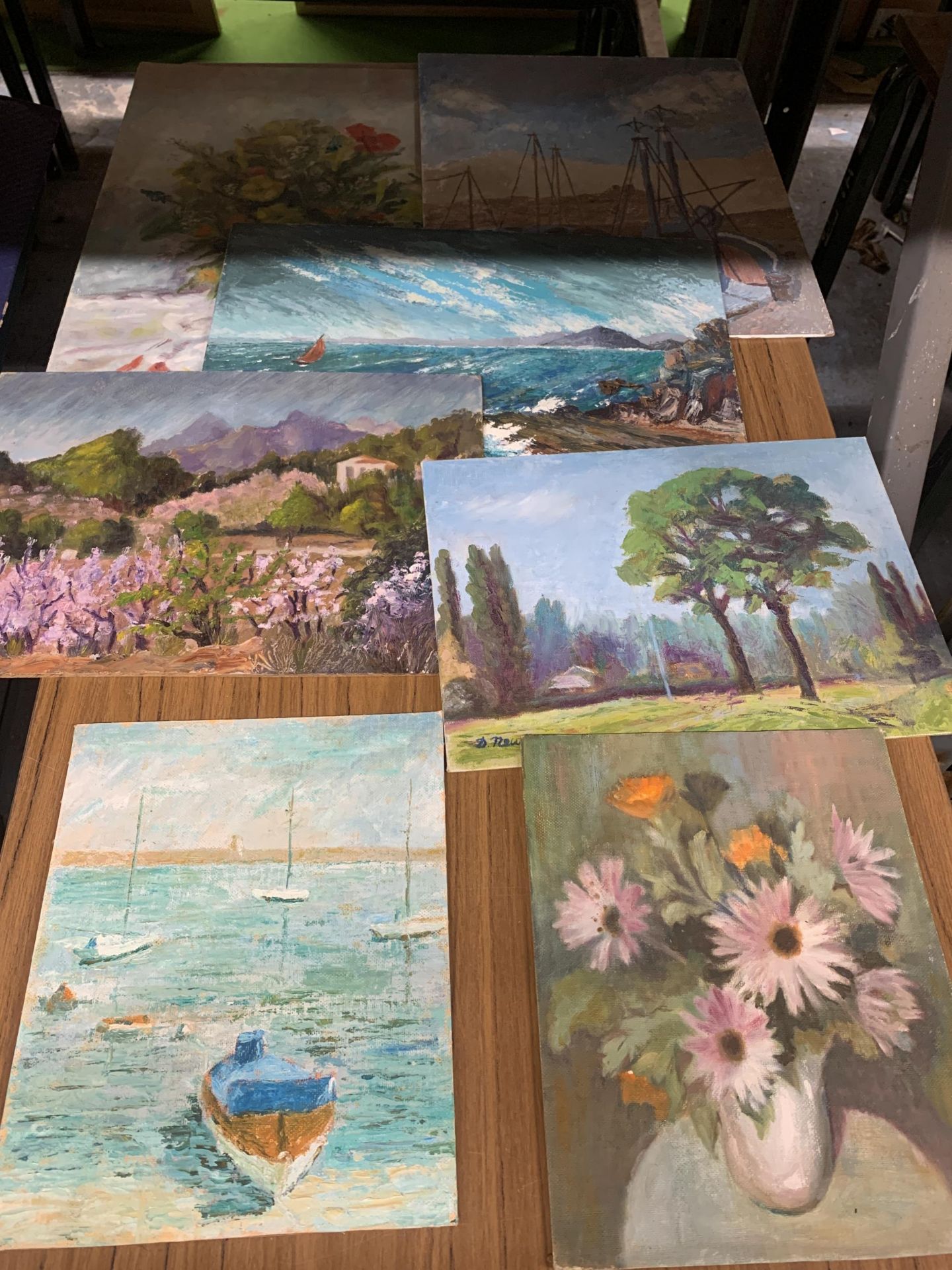 A QUANTITY OF OIL ON BOARD FLORAL AND SCENIC SCENES