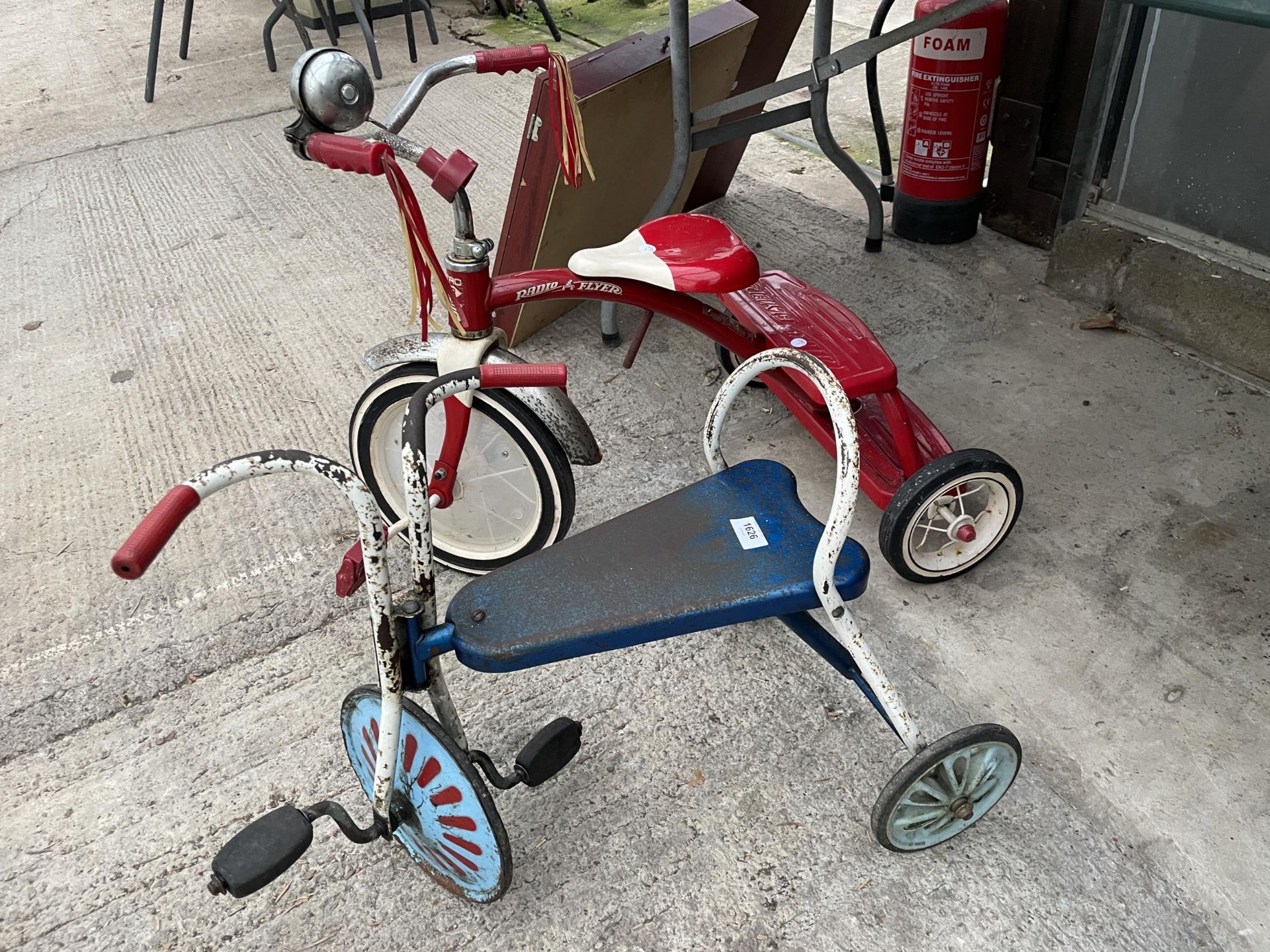 TWO VINTAGE METAL CHILDRENS TRIKES