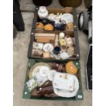 THREE BOXES OF VARIOUS CERAMIC ITEMS TO INCLUDE PLATES, CUPS, ETC