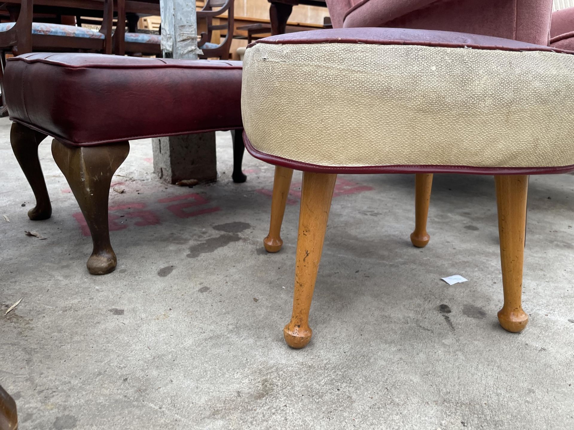 A FOOTSTOOL LABELLED 'THE SHERBORNE TELE-POUFFE' AND STOOL WITH CABRIOLE LEGS - Image 4 of 4