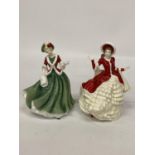 TWO ROYAL DOULTON FIGURINES FROM THE PRETTY LADIES COLLECTION BOTH TITLED "CHRISTMAS DAY"