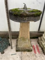 A DECORATIVE SUN DIAL WITH BRASS TOP (A/F)