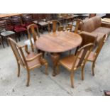 A LATE VICTORIAN WALNUT WIND-OUT DINING TABLE, 52 X 41" (LEAF 17") COMPLETE WITH WINDER AND SIX