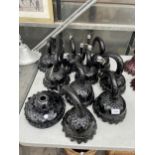 NINE VINTAGE AND RETRO BLACK MURANO GLASS LIGHT FITTINGS AND SHADES