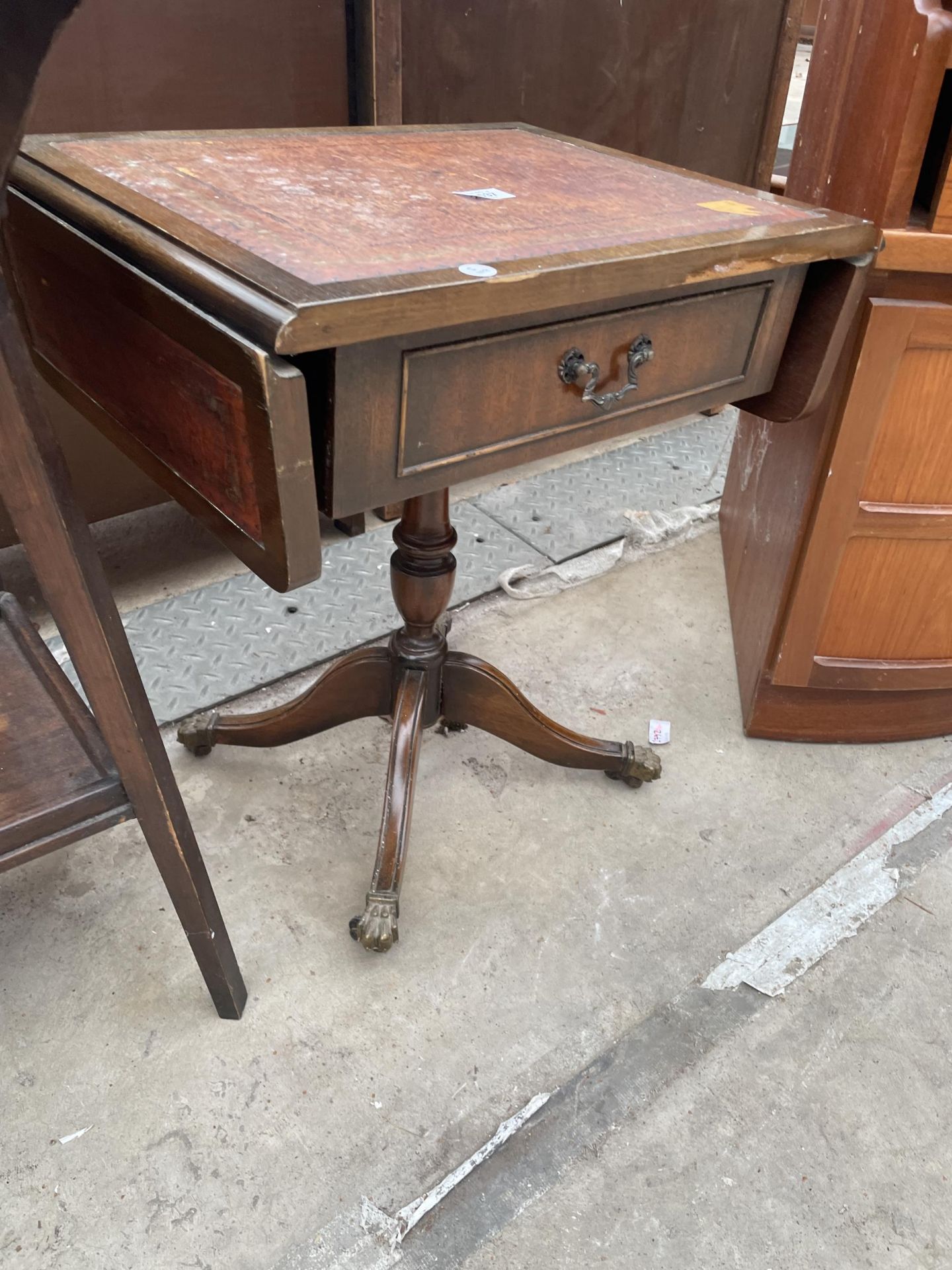 A SMALL STOOL, CENTRE TABLE, MAGAZINE RACK/CHEST AND SMALL SOFA TABLE - Image 4 of 4