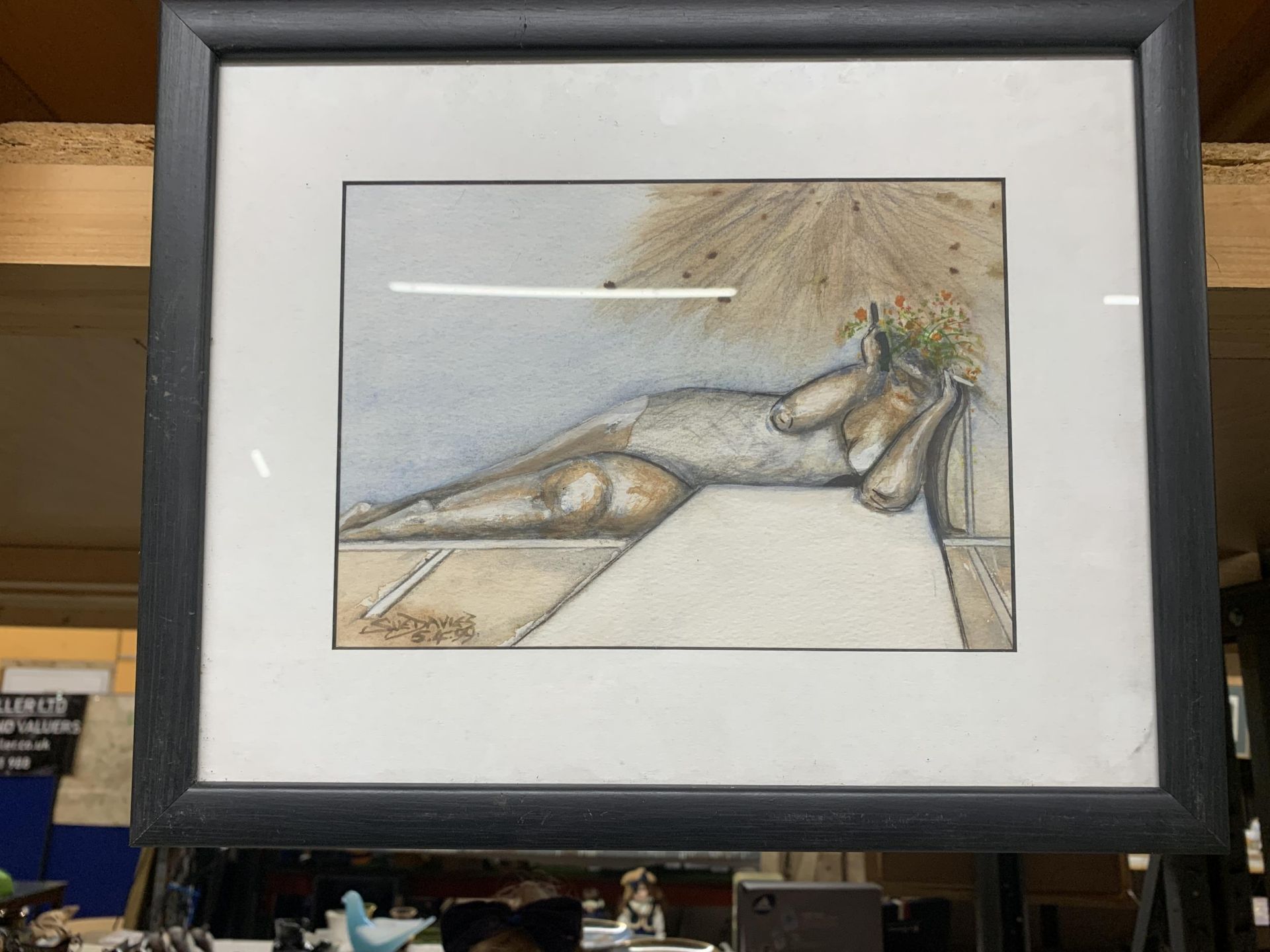 AN ORIGINAL FRAMED PASTEL TOGETHER WITH A PENCIL DRAWING - Image 3 of 3