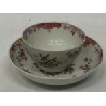 A LATE 18TH/EARLY 19TH CENTURY CHINESE EXPORT FAMILLE ROSE TEA BOWL AND SAUCER - TWO FAINT