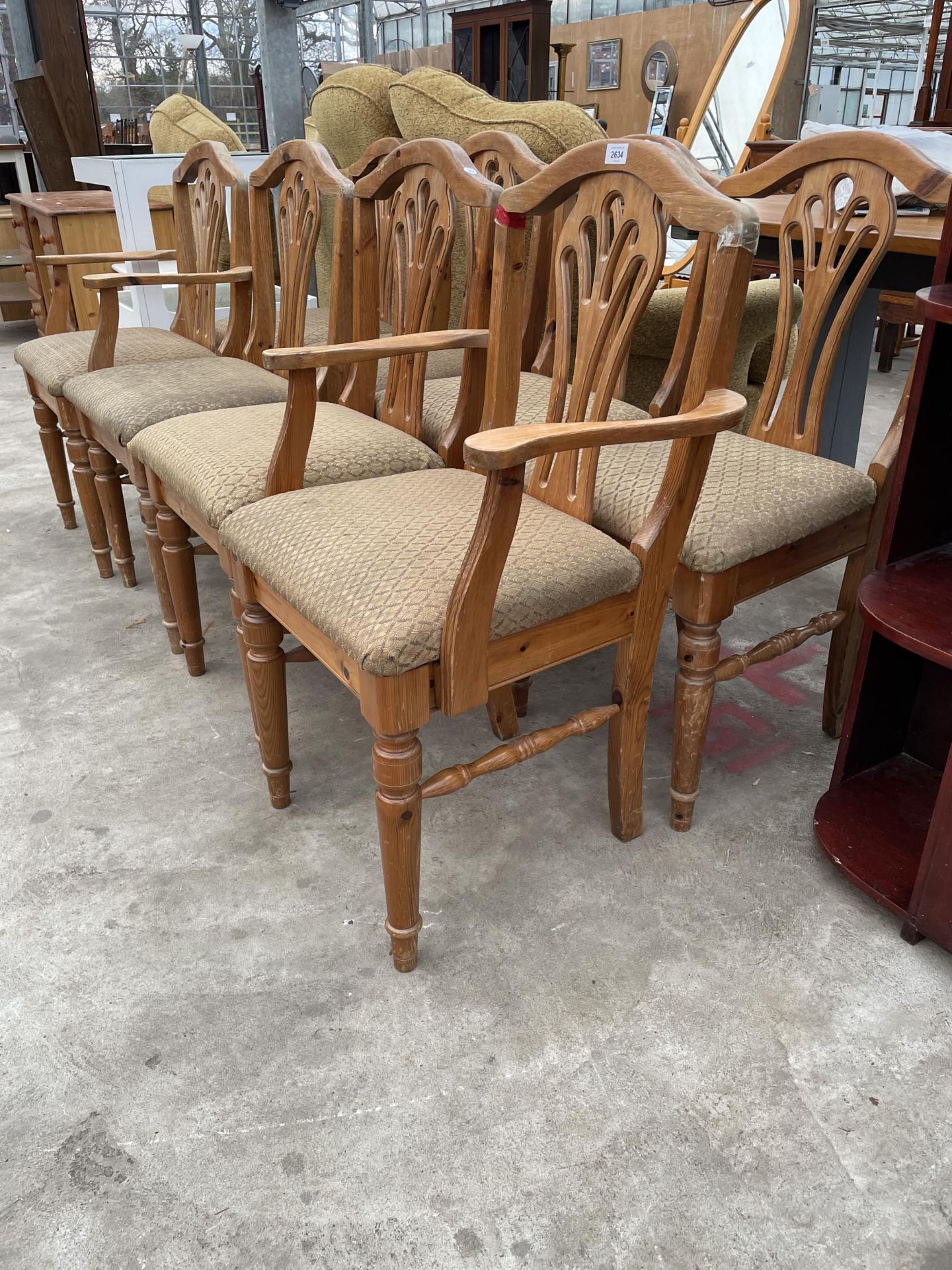 A SET OF EIGHT MODERN PINE DINING CHAIRS, TWO BEING CARVERS - Image 2 of 4