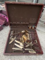 A WOODEN CASED CANTEEN OF CUTLERY