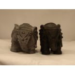 TWO DECORATIVE ORNAMENTAL ELEPHANTS, HEIGHT 14CM