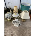 AN ASSORTMENT OF TABLE LAMPS AND A FAN