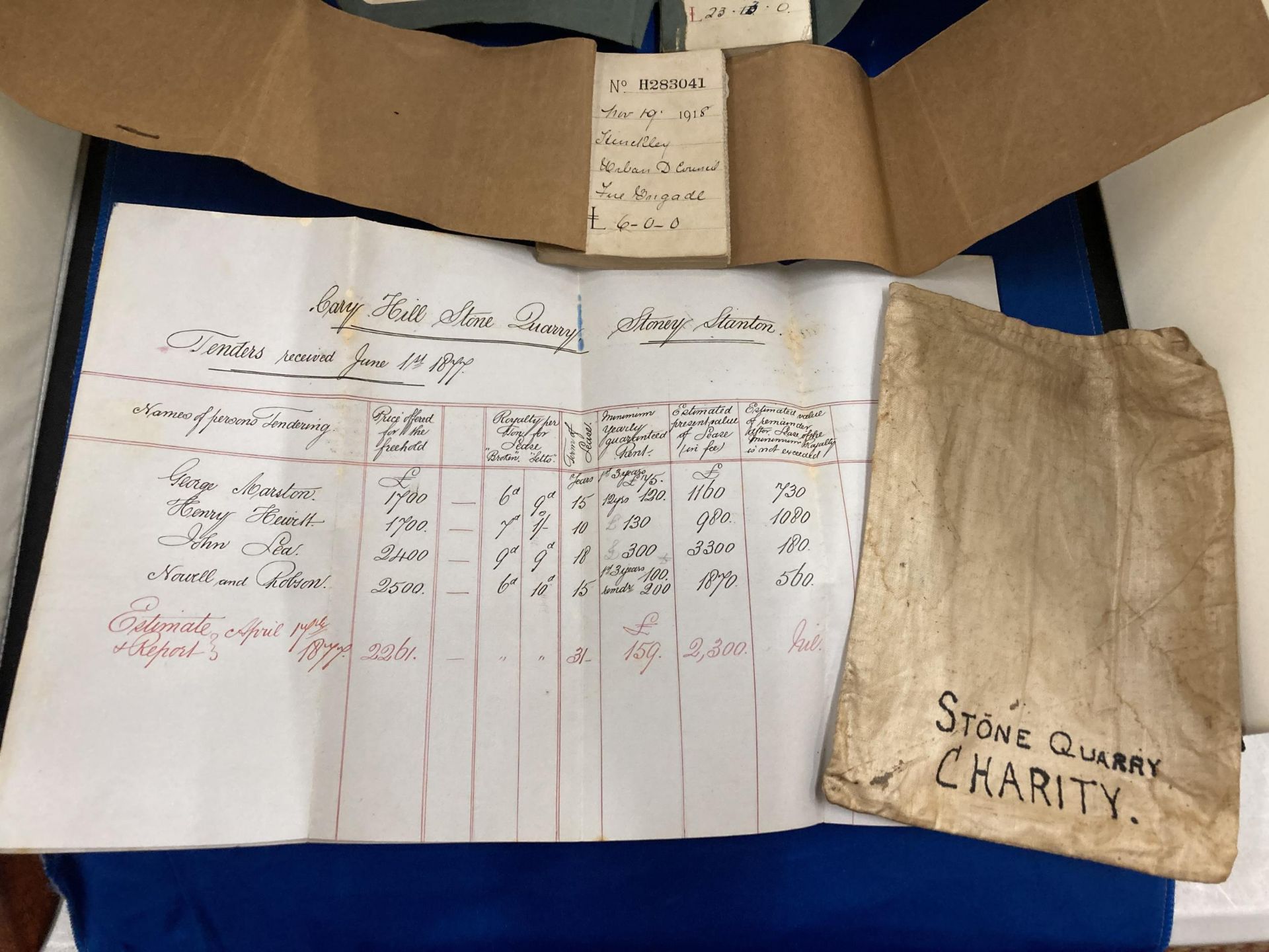 A QUANTITY OF EPHEMERA TO INCLUDE CHEQUE BOOKS AND DOCUMENTS RELATING TO CARY HILL STONE QUARRY, - Bild 3 aus 5