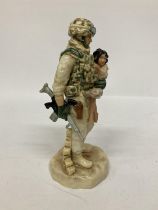 A CERAMIC SCULPTURE BY PEGGY DAVIES "IN THE ARMS OF A HERO" MODELLED BY ANDY MOSS - LIMITED