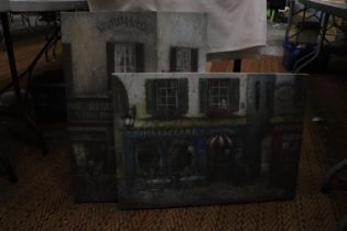 TWO CANVAS PRINTS OF FRENCH SHOPS