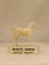 A VINTAGE KELSBORO WARE CERAMIC WHITE HORSE WHISKY ADVERTISING FIGURE