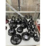 AN ASSORTMENT OF VINTAGE AND RETRO BLACK MURANO GLASS LIGHT FITTINGS AND SHADES