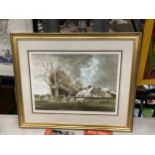 A FRAMED LIMITED EDITION 10/275 PRINT SIGNED KEITH ANDREW DEPICTING A FARM AND CATTLE SCENE