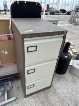 A SILVERLINE THREE DRAWER METAL FILING CABINET