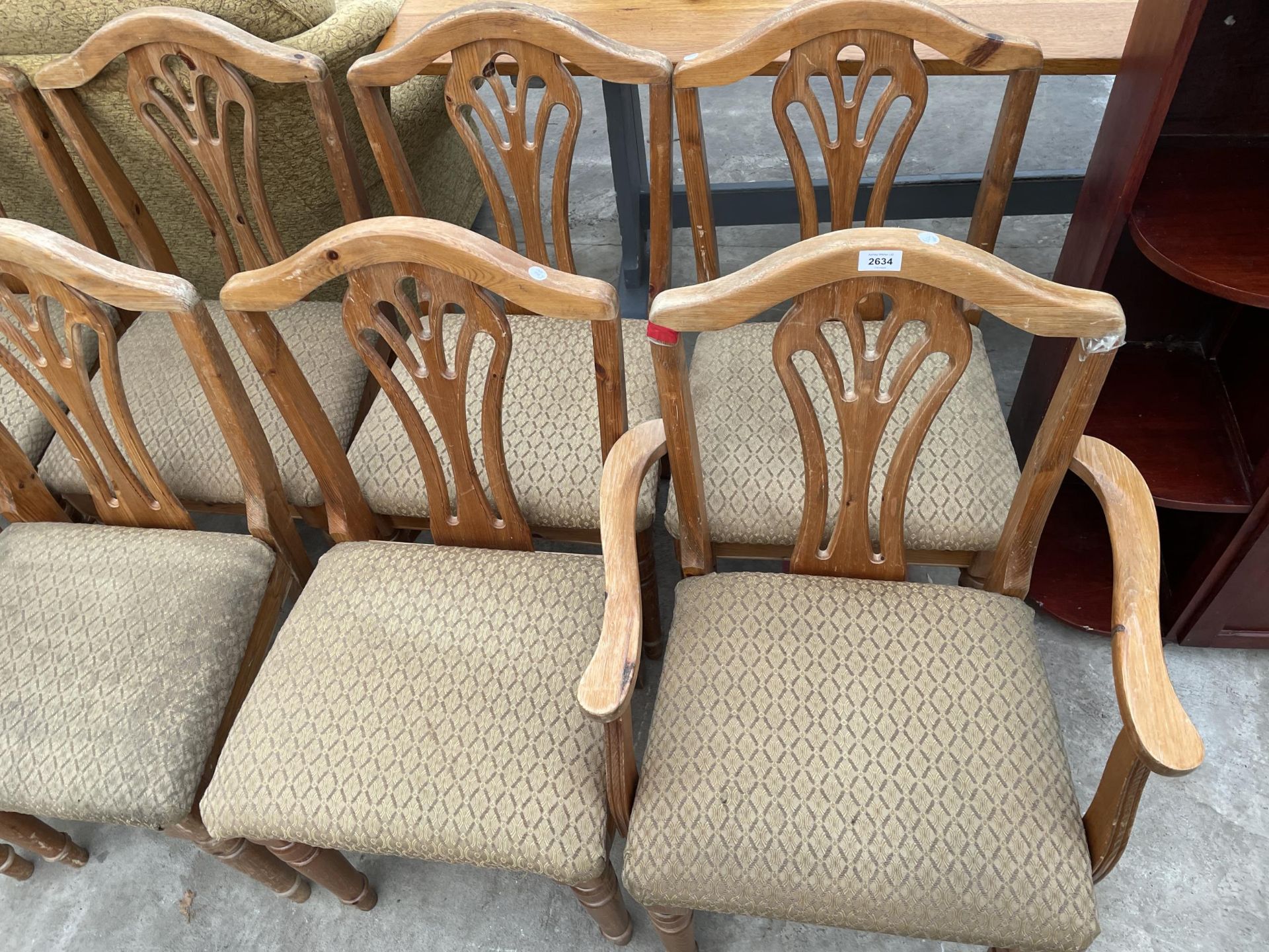 A SET OF EIGHT MODERN PINE DINING CHAIRS, TWO BEING CARVERS - Image 3 of 4