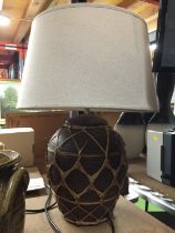 A STUDIO POTTERY LAMP WITH SHADE