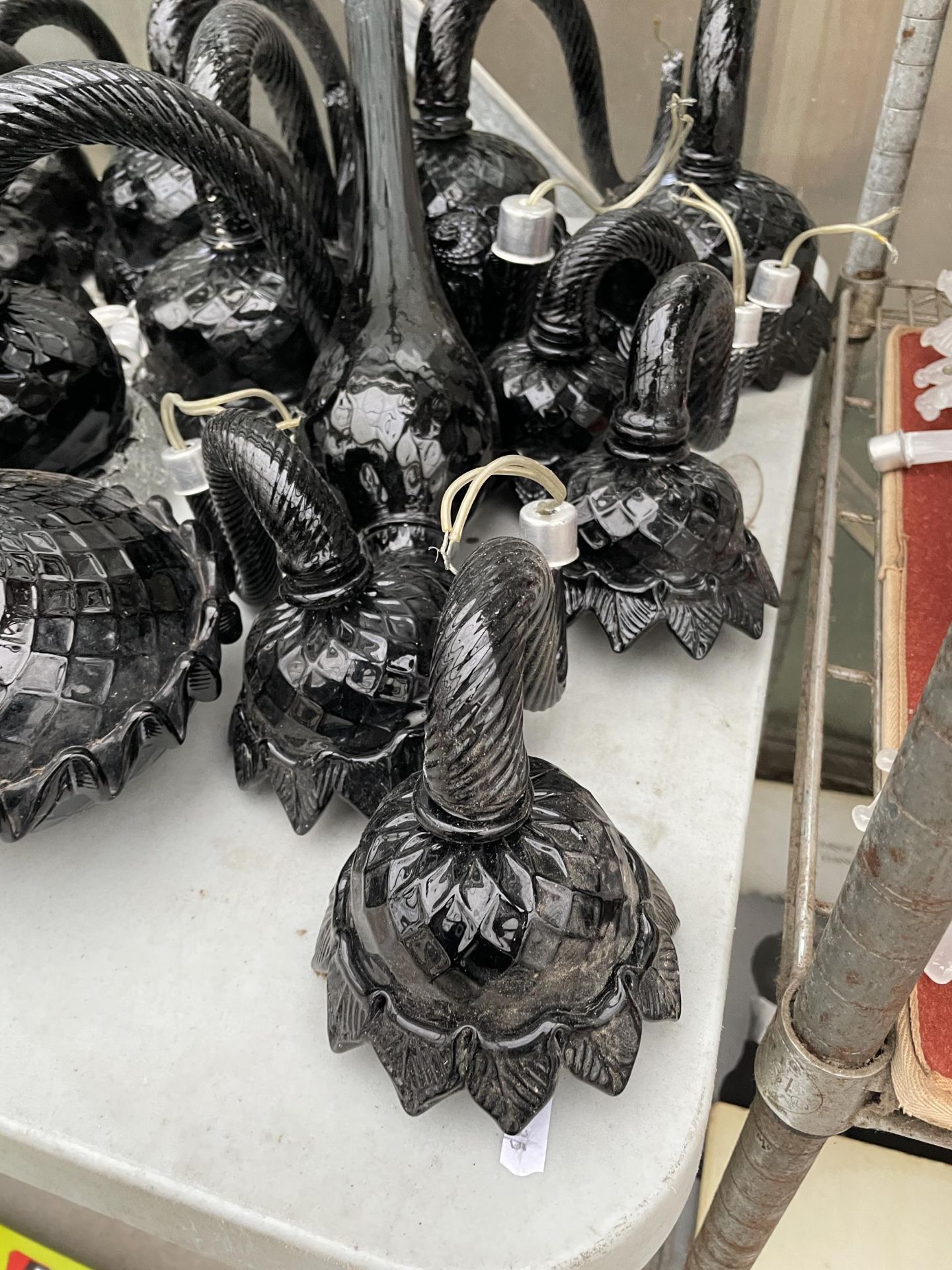 AN ASSORTMENT OF VINTAGE AND RETRO BLACK MURANO GLASS LIGHT FITTINGS AND SHADES - Image 2 of 4