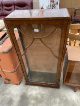 AN ART DECO SHINY WALNUT CHINA CABINET, 22" WIDE