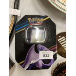 A POKEMON COLLECTORS TIN WITH 100+ CARDS, SEALED BOOSTERS AND MORE