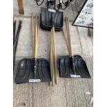 TWELVE AS NEW WOODEN AND PLASTIC SNOW SHOVELS