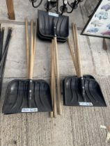 TWELVE AS NEW WOODEN AND PLASTIC SNOW SHOVELS