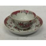 A LATE 18TH/EARLY 19TH CENTURY CHINESE EXPORT FAMILLE ROSE TEA BOWL AND SAUCER - FAINT HAIRLINE