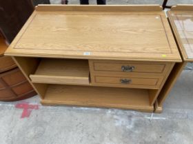 A CURTIS OAK OFFICE COMPUTER TABLE, 43" WIDE