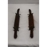 TWO VINTAGE CARVING SETS IN WOODEN CASES