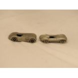 TWO DANBURY MINT SOLID PEWTER JAGUAR CARS, 1951 C TYPE AND 1954 D TYPE
