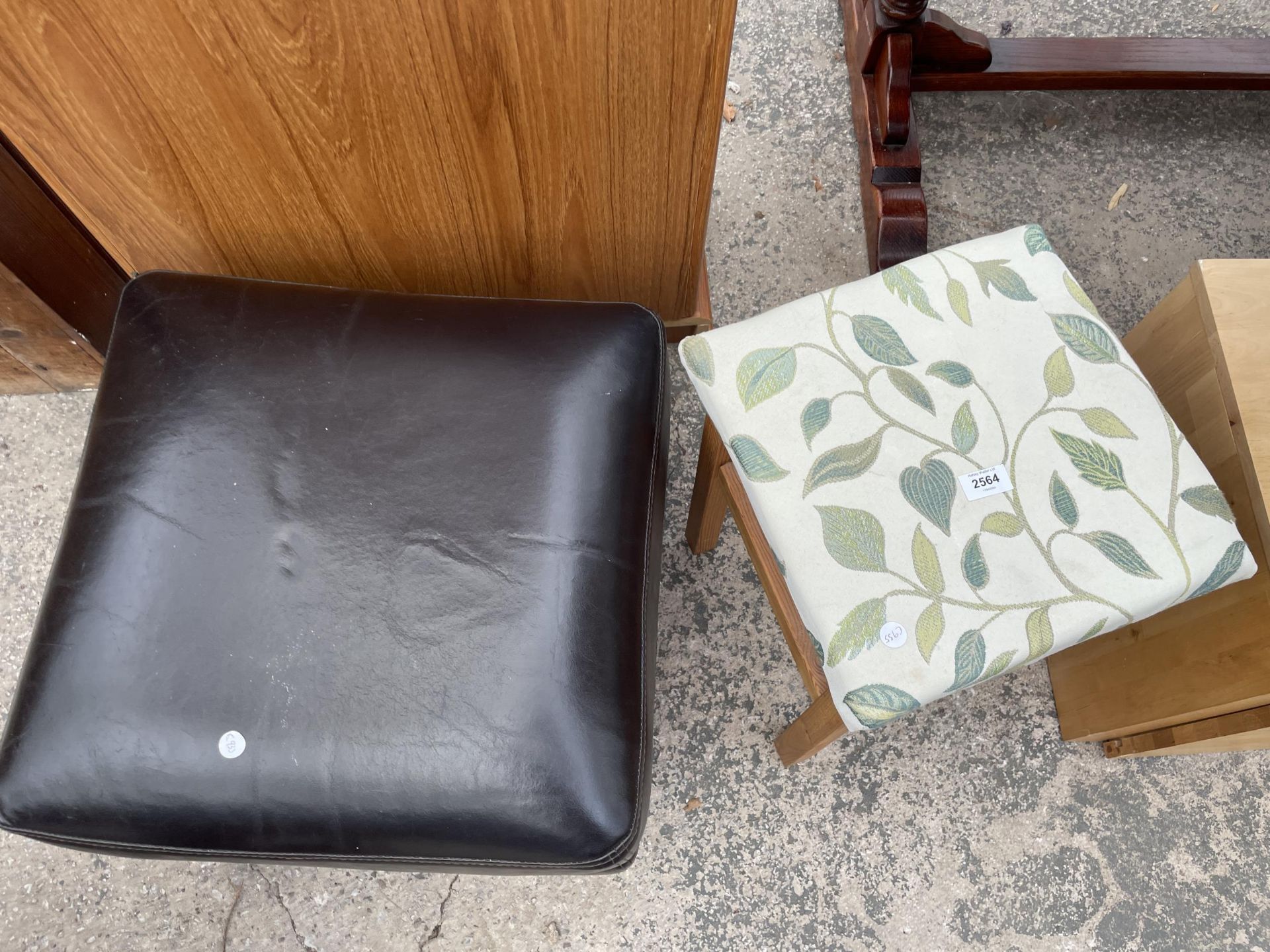 A FAUX LEATHER STOOL AND SMALL PINE STOOL - Image 3 of 3