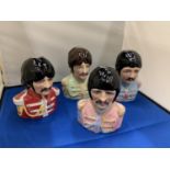 A SET OF FOUR BAIRSTOW LIMITED EDITION NO.551 BEATLE TOBY JUGS - PAUL MCCARTNEY, RINGO STARR, JOHN