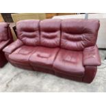 A MODERN LEATHER THREE SEATER RECLINER
