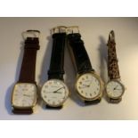 FOUR VARIOUS QUARTZ WATCHES TO INCLUDE A LADIES AND GENTS PHILIP MERCIER WATCH, AN AVIVA AND A