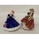 TWO ROYAL DOULTON FIGURINES ONE FROM THE PRETTY LADIES COLLECTION "FIGURE OF THE YEAR 2007 MARY" AND