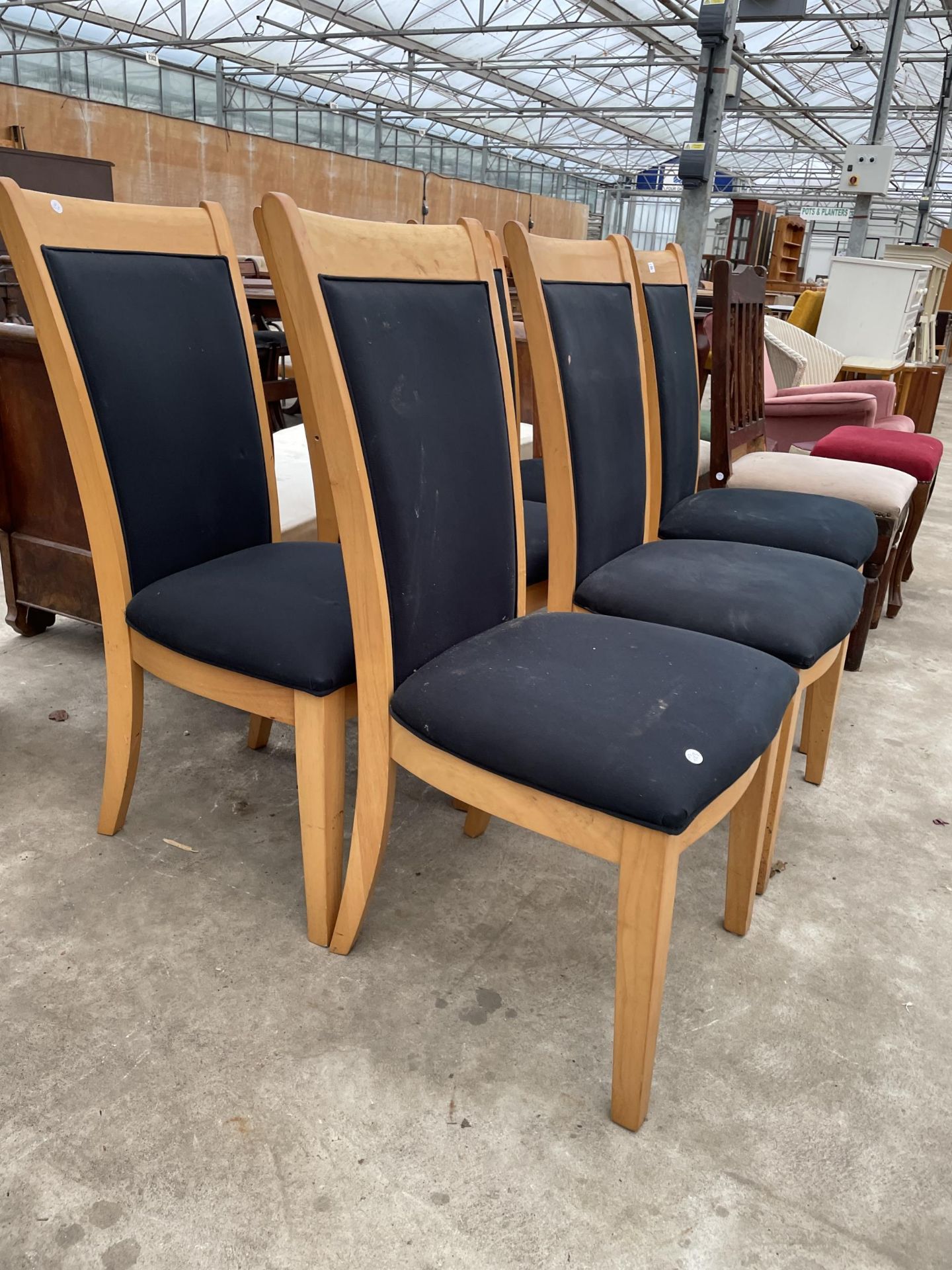 A SET OF SIX MODERN HIGH BACK DINING CHAIRS - Image 2 of 2