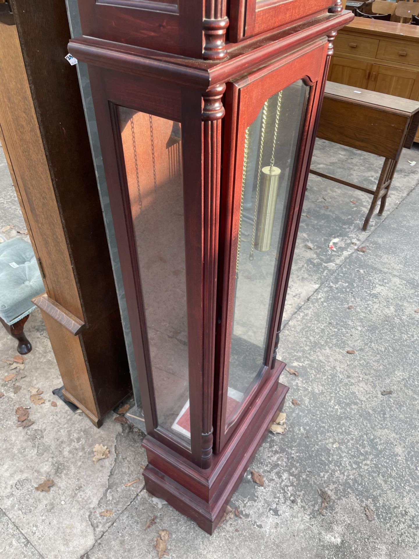 AN AEON WINDSOR 31 DAY LONGCASE CLOCK WITH GLASS DOOR AND TWO WEIGHTS - Image 3 of 5