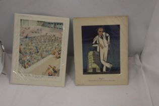 TWO 1930'S PUNCH CARTOONS ON CARD