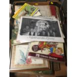 A BOX OF ASSORTED MAGAZINES, EPHEMERA, ALBUMS ETC