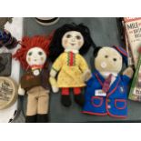 TWO ORIGINAL 1993 ROSIE AND JIM DOLLS PLUS LITTLE COUSIN SCAMPY FROM SOOTY AND SWEEP