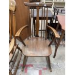 AN ERCOL STYLE ELM AND BEECH ROCKING CHAIR