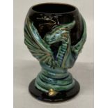 AN ANITA HARRIS HAND PAINTED AND SIGNED IN GOLD DRAGON GOBLET