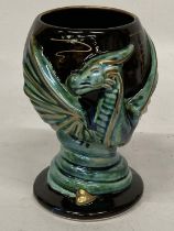 AN ANITA HARRIS HAND PAINTED AND SIGNED IN GOLD DRAGON GOBLET